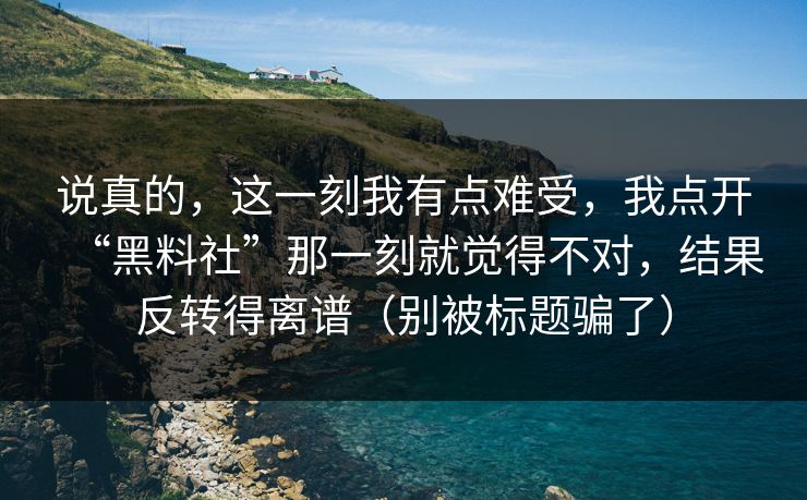 说真的，这一刻我有点难受，我点开“黑料社”那一刻就觉得不对，结果反转得离谱（别被标题骗了）