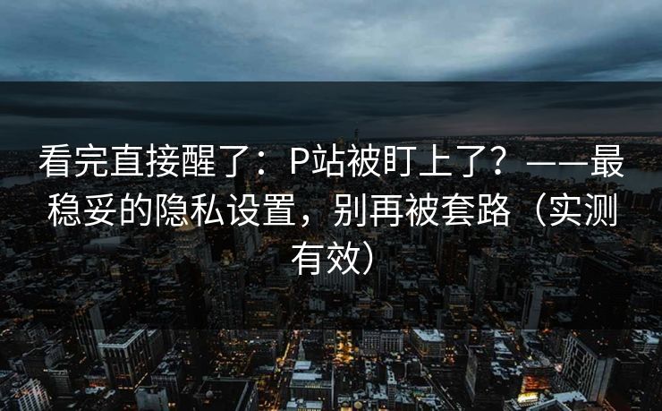 看完直接醒了:P站被盯上了?——最稳妥的隐私设置,别再被套路(实测有效) 第1张 看完直接醒了:P站被盯上了?——最稳妥的隐私设置,别再被套路(实测有效) 第1张
